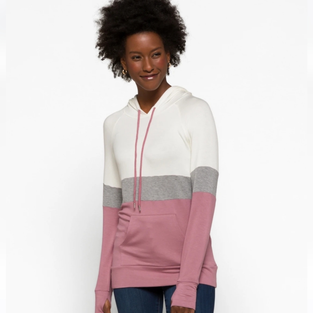 🛍️5/$20🛍️ Market & Spruce Brena French Terry Hoodie Medium Pink Gray Off-White